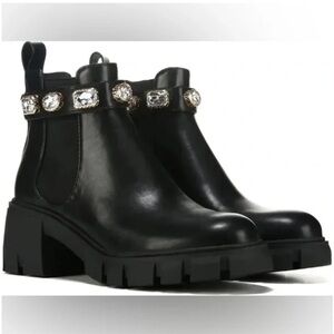 Steve Madden Black Ankle Boots with Jewel Accents